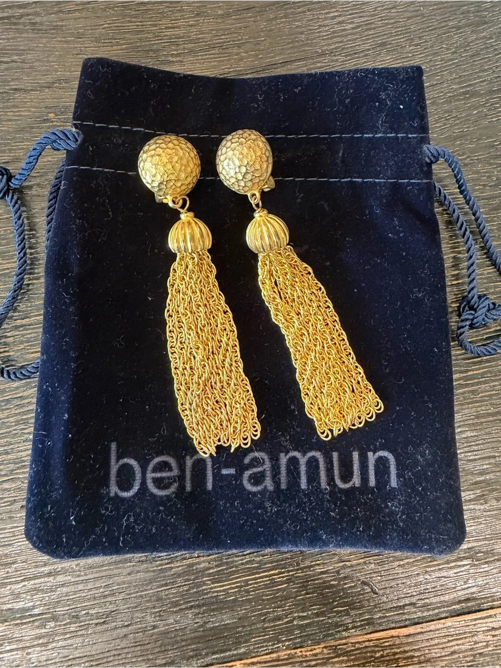 Ben-Amun Gold Chain Tassel Drop Earrings